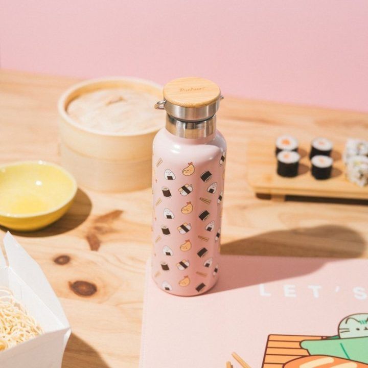Pusheen nerūdijančio plieno gertuvė su laikikliu, 500 ml