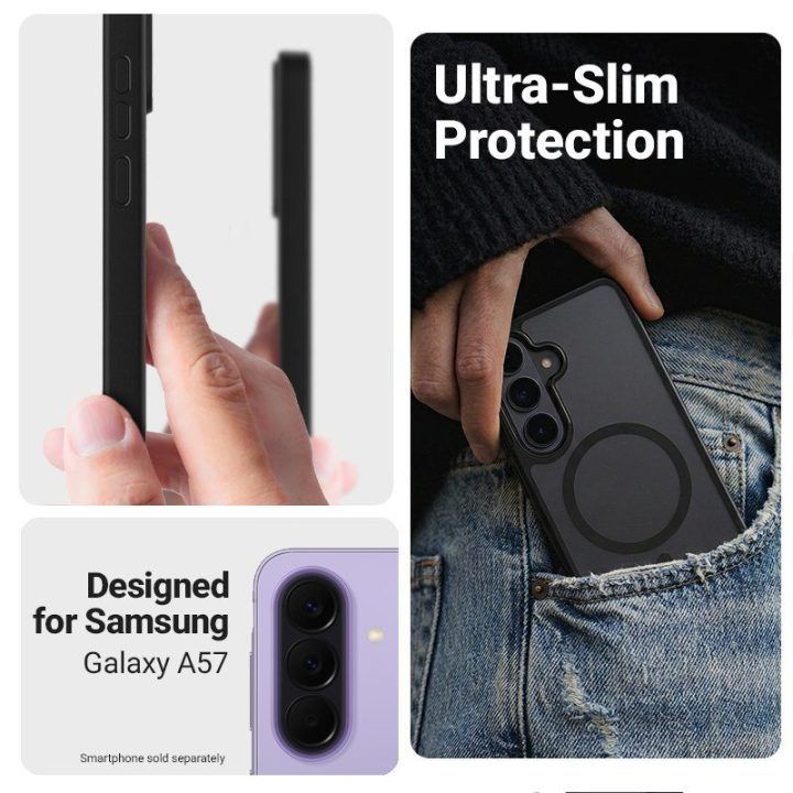 Crong Hybrid Matte Magnetic dėklas Samsung Galaxy A57, juodas