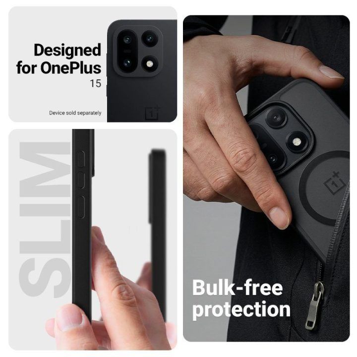 Crong Hybrid Matte Magnetic dėklas OnePlus 15, juodas