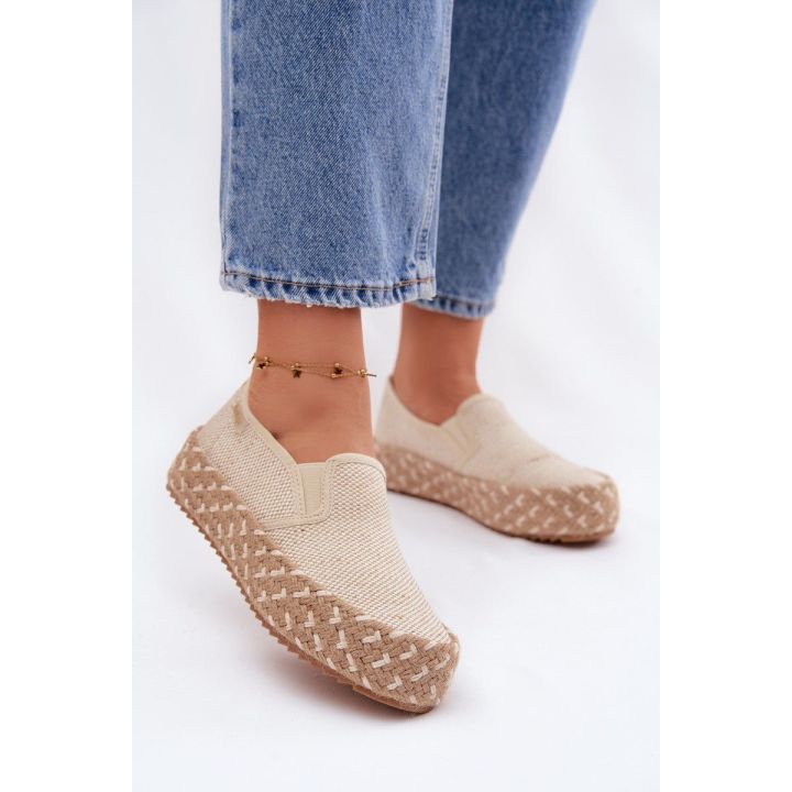 Moteriškos espadrilės su platforma Lee Cooper, smėlio spalvos