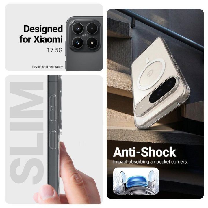 Permatomas dėklas Crong Hybrid Clear Magnetic Xiaomi 17