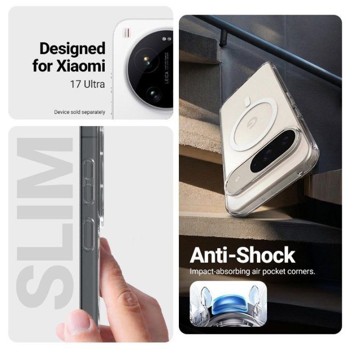Permatomas MagSafe dėklas Xiaomi 17 Ultra Crong Hybrid Clear Magnetic