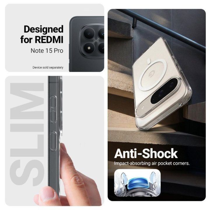 Permatomas dėklas Crong Hybrid Clear Magnetic Xiaomi Redmi Note 15 Pro