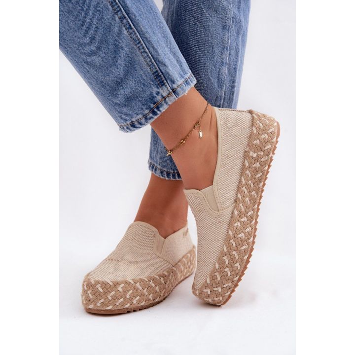 Moteriškos espadrilės su platforma Lee Cooper, smėlio spalvos