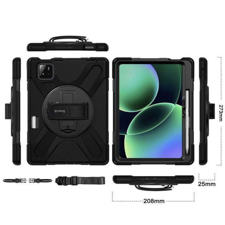 Sustiprintas dėklas Crong Defender Plus Xiaomi Pad 8 / 8 Pro / Pad 7 / 7 Pro 11.2" juodas