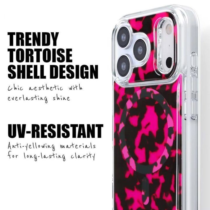 Crong Deluxe MAG Cover dėklas iPhone 17 Pro, rožinis Tortoise