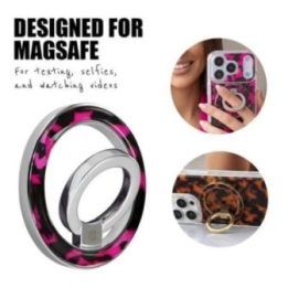 MagSafe magnetinis telefono laikiklis Crong Deluxe RING, rožinis „Pink Tortoise“
