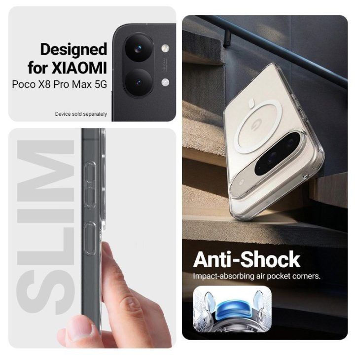Permatomas MagSafe dėklas Xiaomi POCO X8 Pro Max 5G, Crong