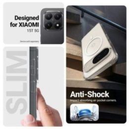 Permatomas MagSafe dėklas Xiaomi 15T Crong Hybrid Clear Magnetic