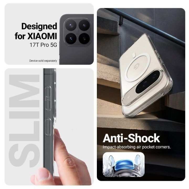 Permatomas MagSafe dėklas Xiaomi 17T Pro, Crong Hybrid Clear Magnetic