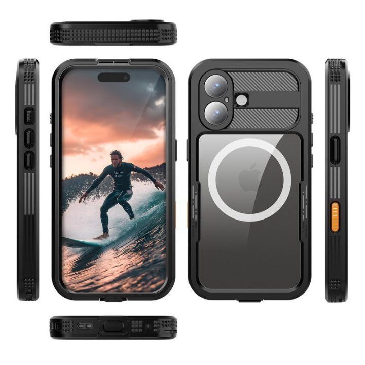 Crong Seal Cover vandeniui atsparus dėklas iPhone 17, juodas