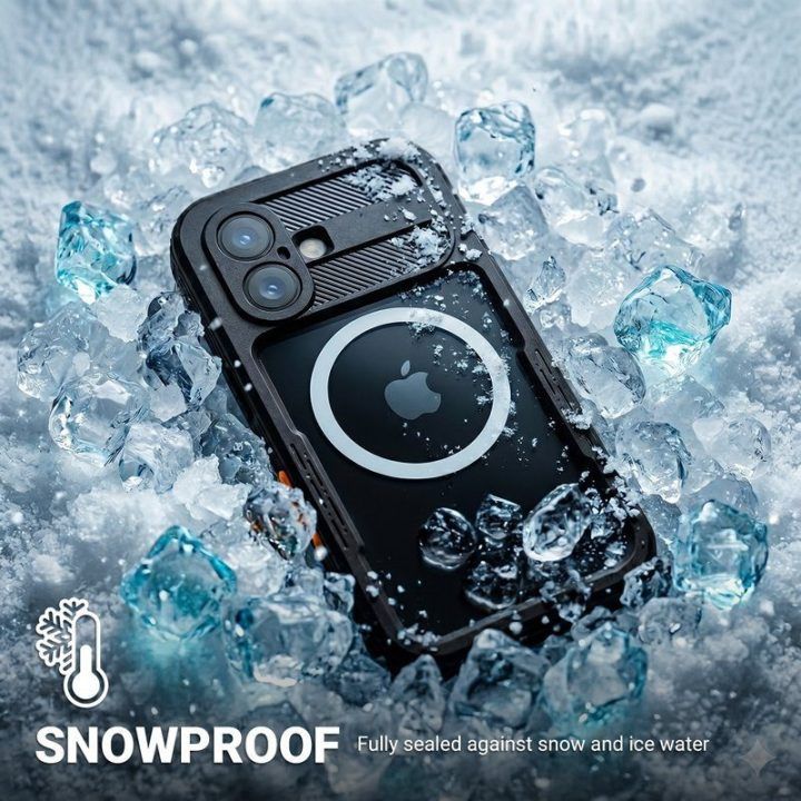 Crong Seal Cover vandeniui atsparus dėklas iPhone 17, juodas