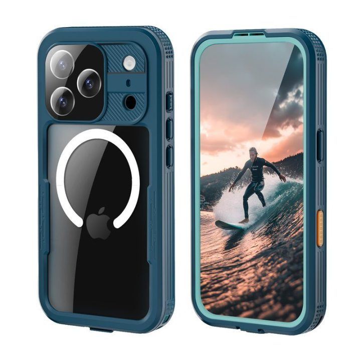Crong Seal Cover vandeniui atsparus dėklas iPhone 17 Pro, jūrinis