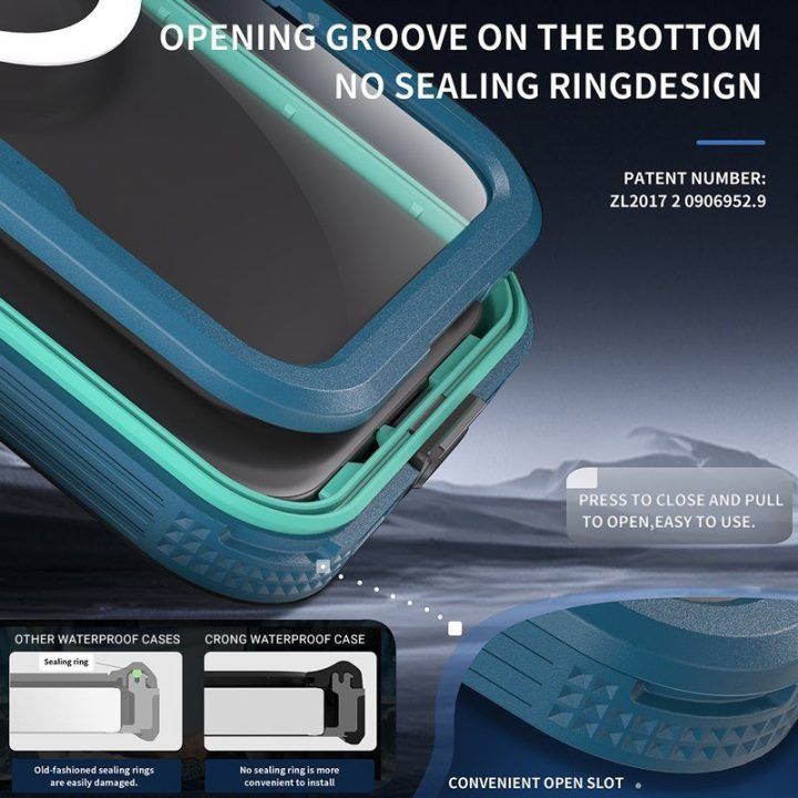 Crong Seal Cover vandeniui atsparus dėklas iPhone 17 Pro, jūrinis
