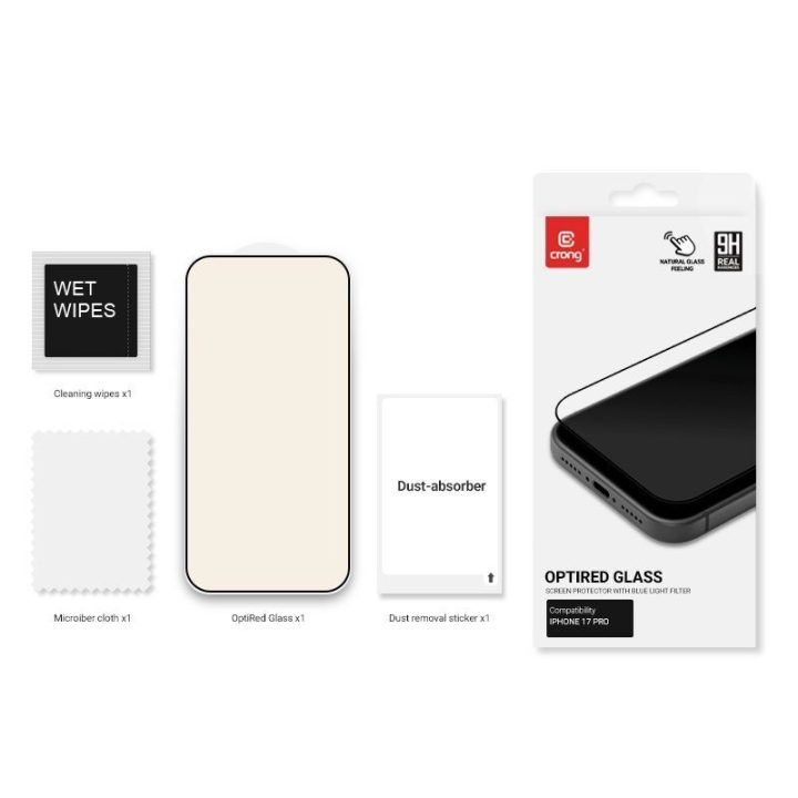 Apsauginis stiklas iPhone 18 Pro / 17 Pro Crong OptiRed Glass
