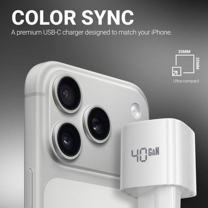 Crong NEO GaN įkroviklis USB-C 40 W, baltas