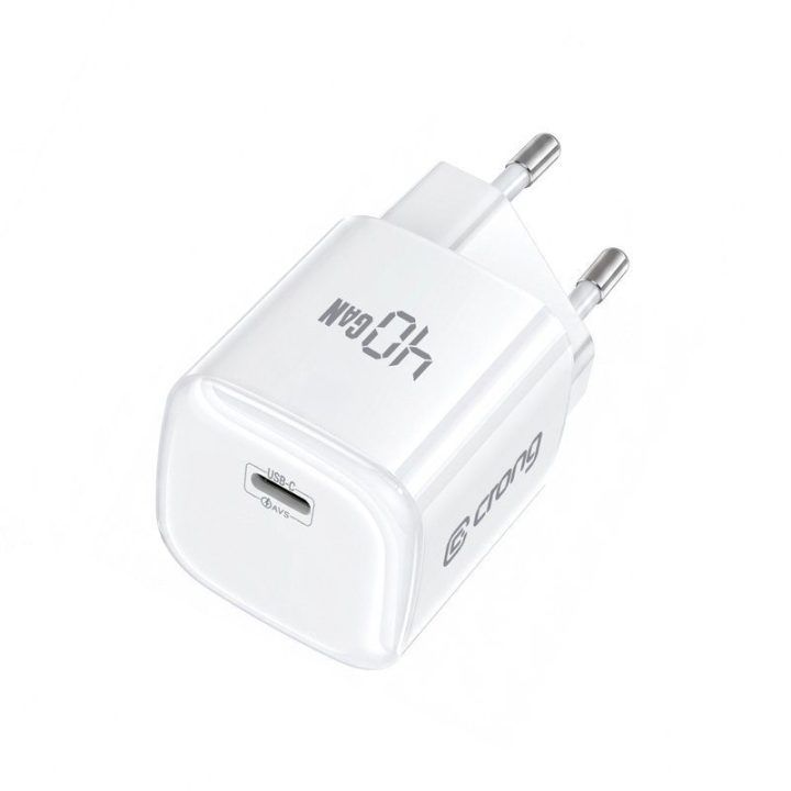 Crong NEO GaN įkroviklis USB-C 40 W, baltas