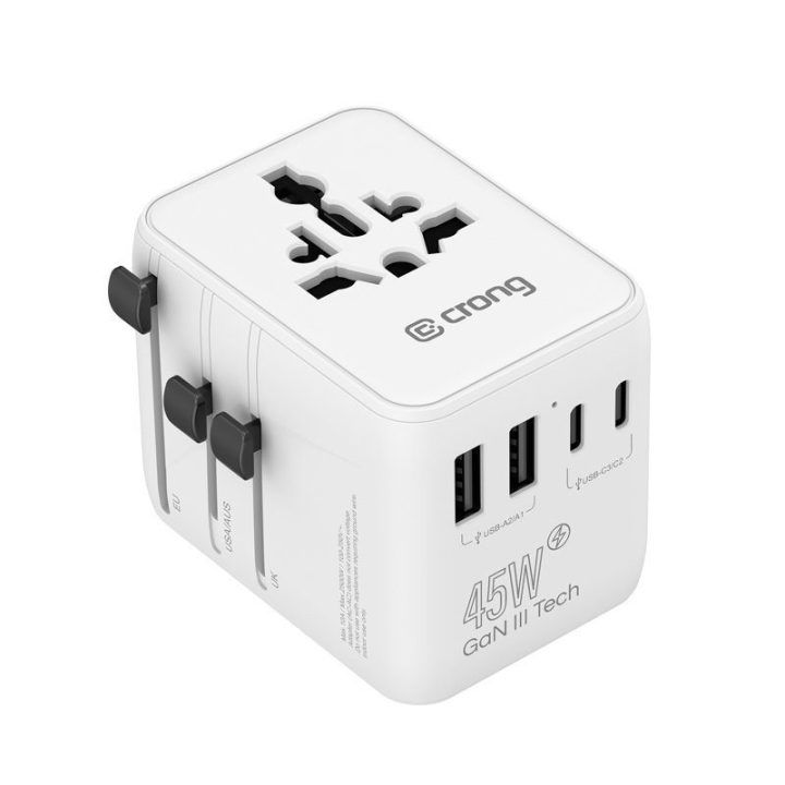 Kelioninis adapteris Crong 45 W, baltas