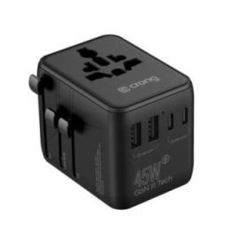 Kelioninis adapteris Crong One World 45 W, juodas