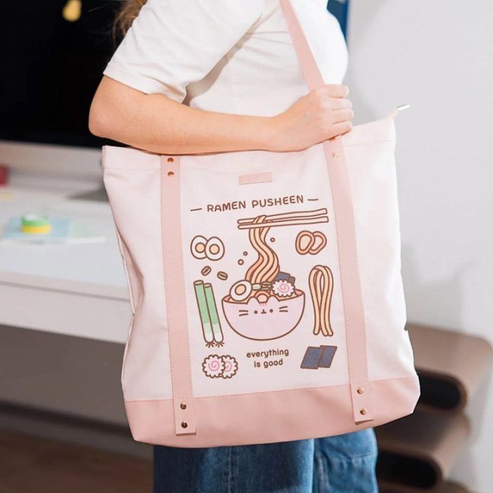 Pusheen tekstilinis pečių krepšys Sushi Roll, 40 × 42 cm