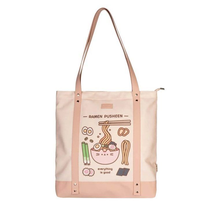 Pusheen tekstilinis pečių krepšys Sushi Roll, 40 × 42 cm
