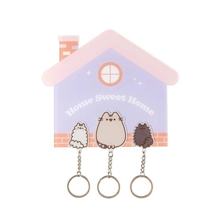 Pusheen magnetinė raktų kabykla su 3 pakabukais