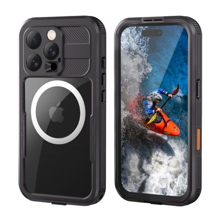Crong Seal Cover vandeniui atsparus dėklas iPhone 16 Pro, juodas