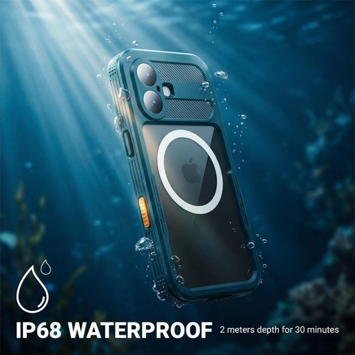 Crong Seal Cover vandeniui atsparus dėklas iPhone 16 Pro, juodas