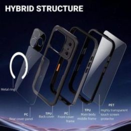 Sustiprintas dėklas iPhone 17 Pro, juodas, Crong Seal Cover