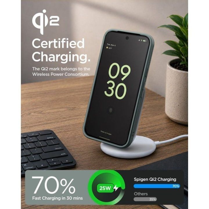 Dėklas Spigen Liquid Air Mag MagSafe Google Pixel 11 Pro, žalias
