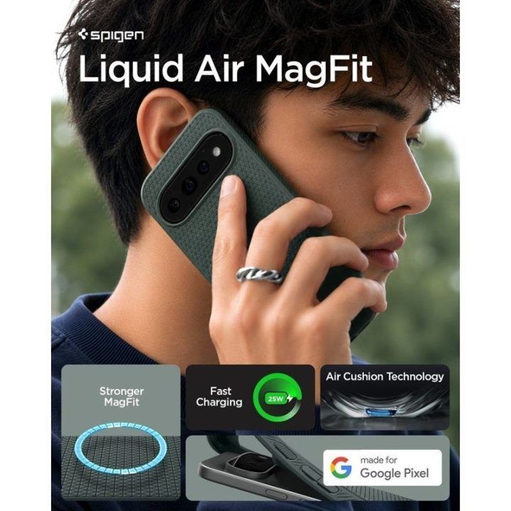 Dėklas Spigen Liquid Air Mag MagSafe Google Pixel 11 Pro, žalias