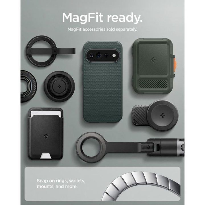 Dėklas Spigen Liquid Air Mag MagSafe Google Pixel 11 Pro, žalias