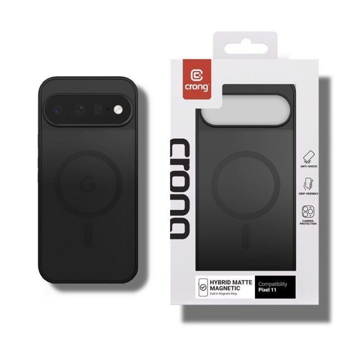 Dėklas Google Pixel 11, juodas Crong Hybrid Matte Magnetic