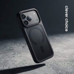 Dėklas iPhone 18 Pro / 17 Pro Crong Hybrid Matte Magnetic, juodas