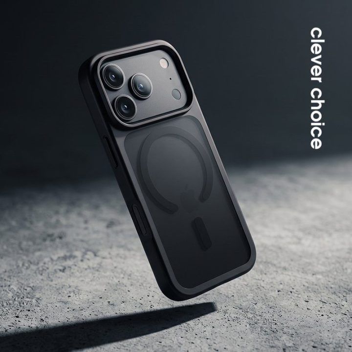 Dėklas iPhone 18 Pro Max / 17 Pro Max, juodas, Crong Hybrid Matte Magnetic