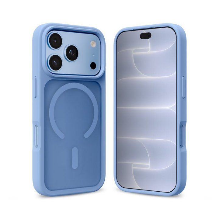 Dėklas iPhone 18 Pro / 17 Pro, mėlynas, Crong Hybrid Matte Magnetic