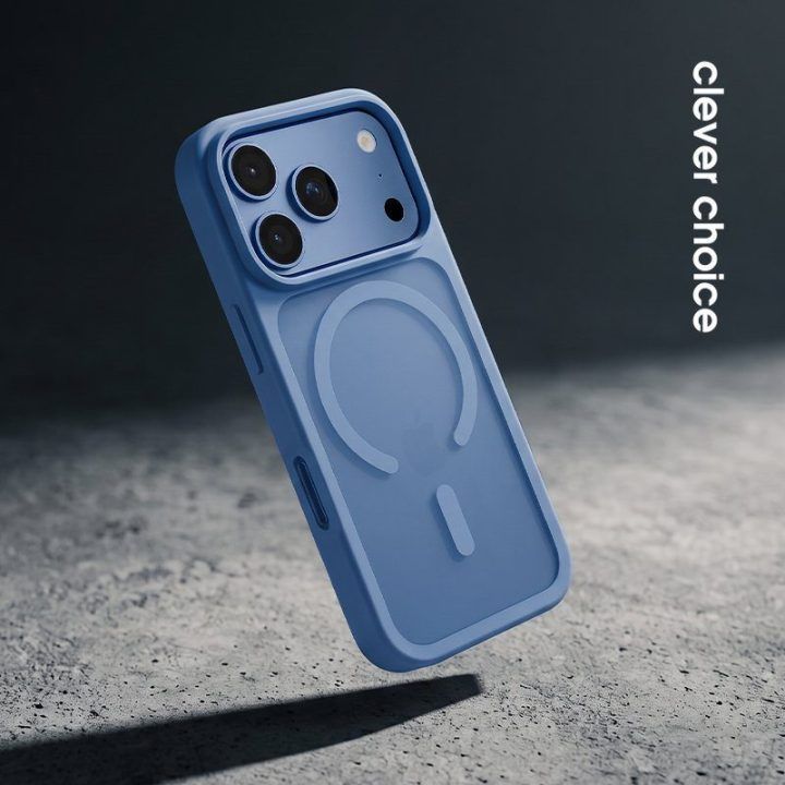 Dėklas iPhone 18 Pro Max / 17 Pro Max Crong Hybrid Matte Magnetic, mėlynas