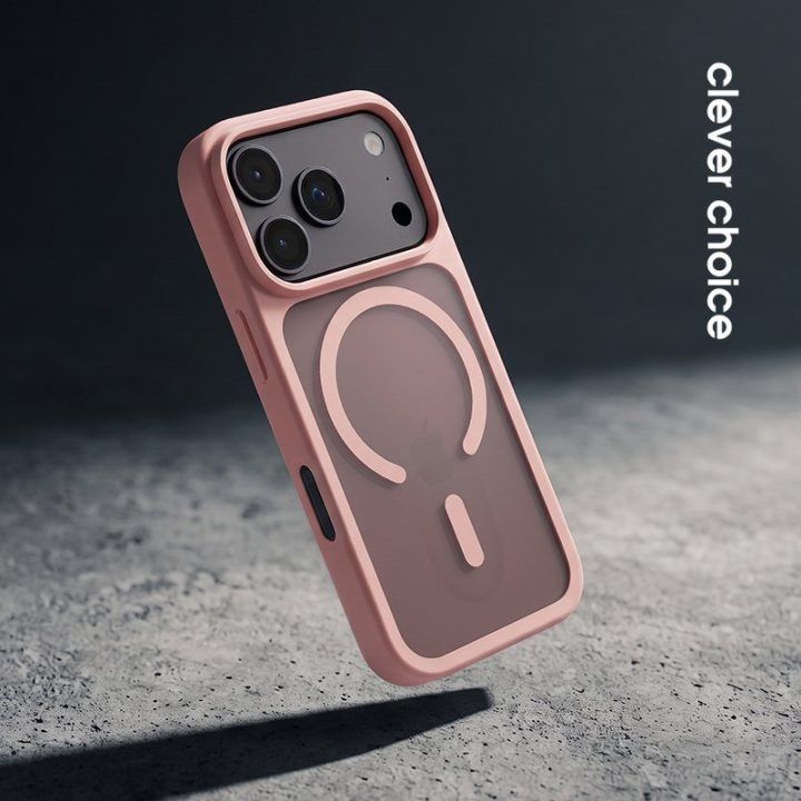 Rožinis dėklas Crong Hybrid Matte Magnetic iPhone 18 Pro / 17 Pro