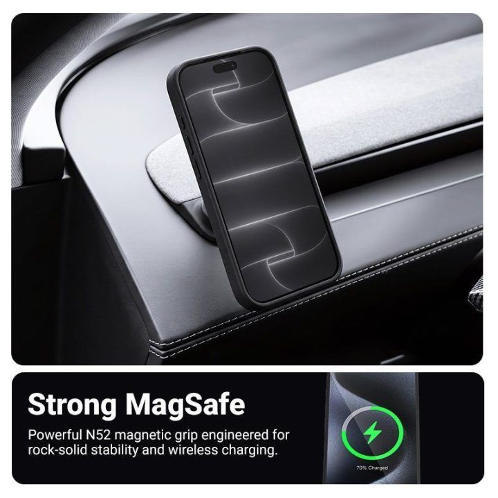Rožinis dėklas Crong Hybrid Matte Magnetic iPhone 18 Pro / 17 Pro