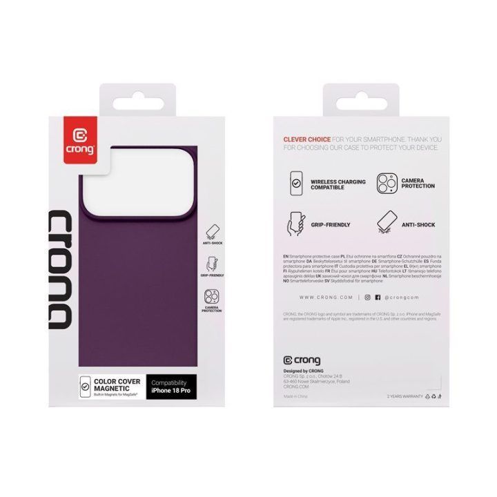 Dėklas iPhone 18 Pro / 17 Pro, violetinis Crong