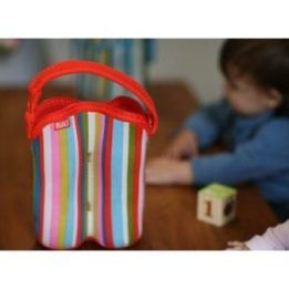 Dviejų buteliukų nešyklė BUILT su laikikliu, Baby Pink Stripe