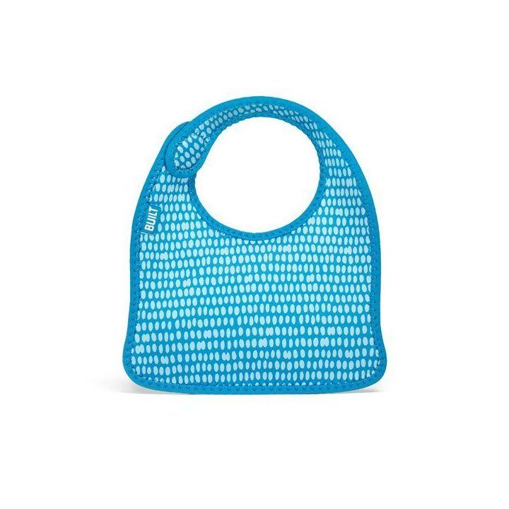 BUILT Mess Mate 2 vnt. kūdikio seilinukai „Dribble Dots Blue“
