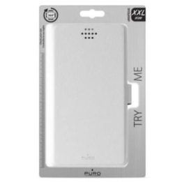 PURO Uniwallet Bi-Color universalus 360° pasukamas dėklas su kortelių lizdais, XXL dydis, baltas