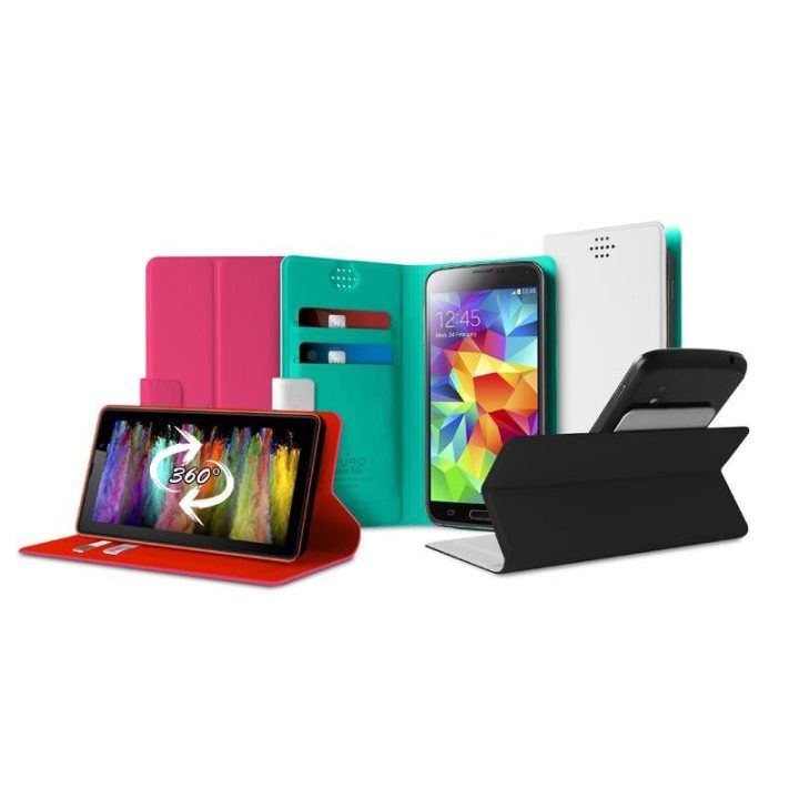 PURO Uniwallet Bi-Color universalus 360° pasukamas dėklas su kortelių lizdais, XXL dydis, baltas