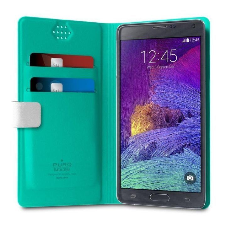 PURO Uniwallet Bi-Color universalus 360° pasukamas dėklas su kortelių lizdais, XXL dydis, baltas