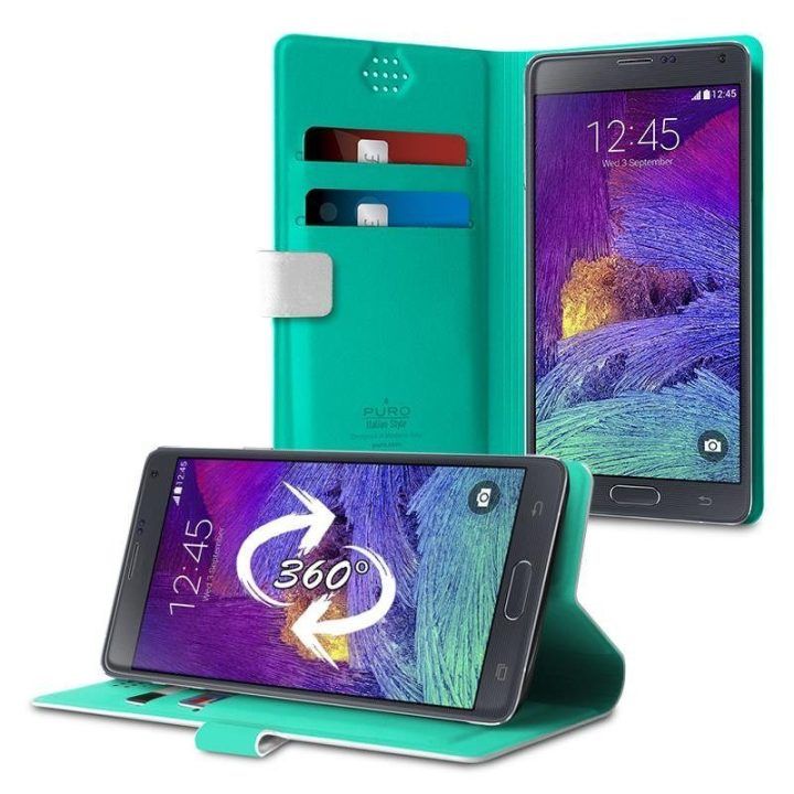 PURO Uniwallet Bi-Color universalus 360° pasukamas dėklas su kortelių lizdais, XXL dydis, baltas