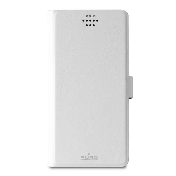 PURO Uniwallet Bi-Color universalus 360° pasukamas dėklas su kortelių lizdais, XXL dydis, baltas