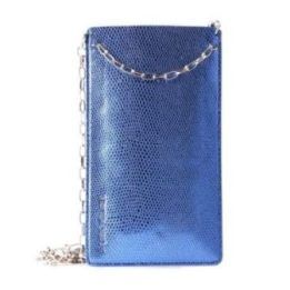PURO GLAM Chain universalus dėklas išmaniajam telefonui su 2 kortelių lizdais ir aukso spalvos grandinėle XL, mėlynas
