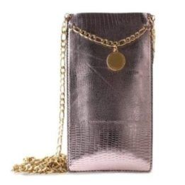 PURO GLAM Chain universalus dėklas išmaniajam telefonui su 2 kortelių lizdais ir auksine grandinėle XL, rudas