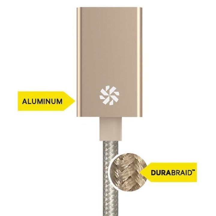 Kanex DuraBraid™ USB-C į USB 3.0 Type A adapteris, aliuminis, auksinės spalvos